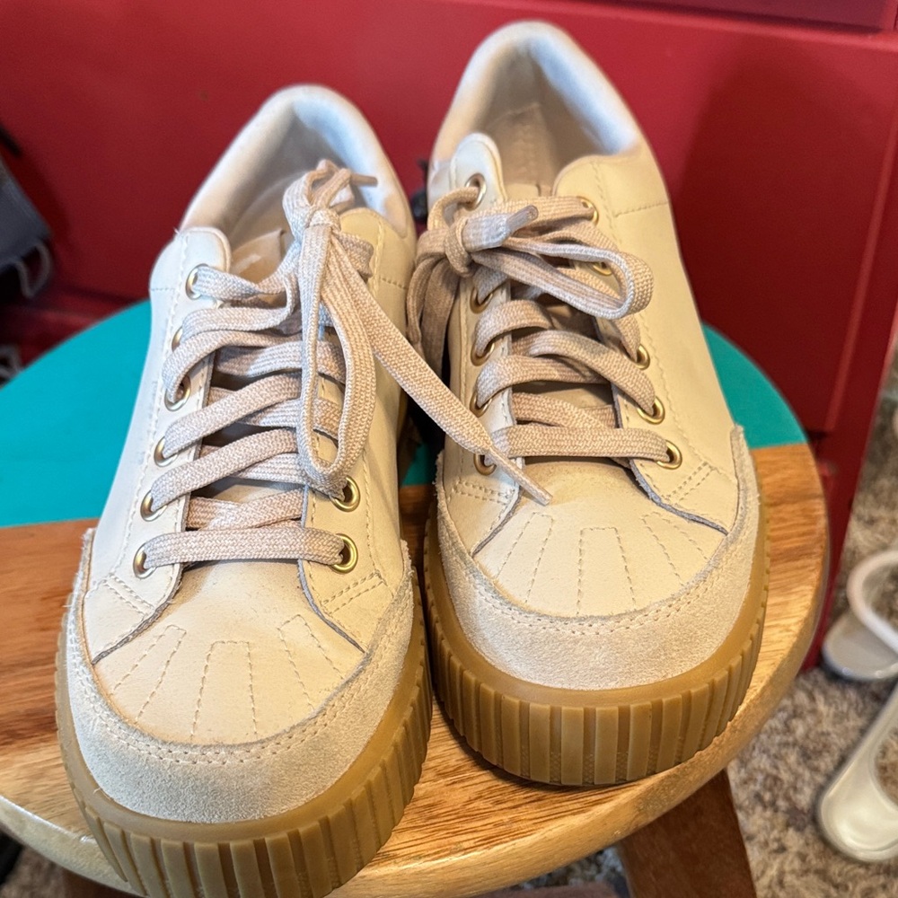 Sorel Cream Platform Sneakers with Gum Sole